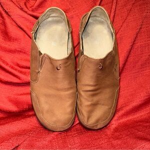 Olukai Nohea Twill Men's‎ Brown Slip-On Shoes, Size 9.5, GUC